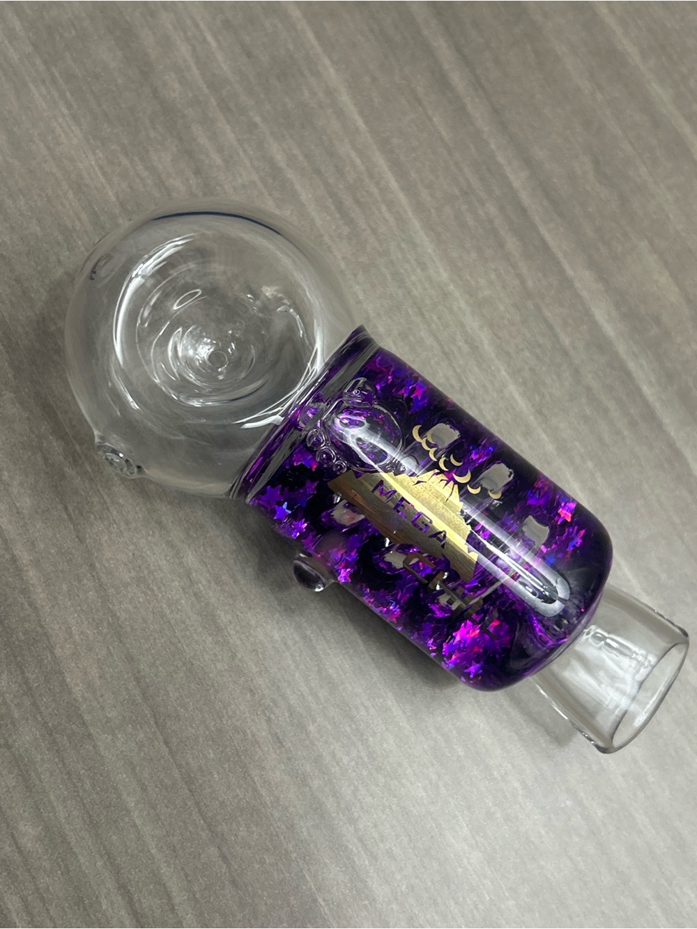 Mega Chill Freezable Glass Hand Piece with Purple Glitter